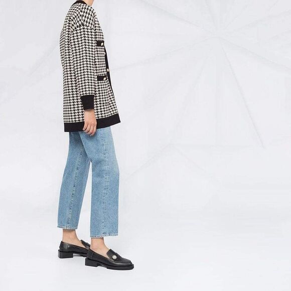 Sandro Long Houndstooth V-Neck Cardigan Sweater (authentic) Women’s Size 1-Paris - Picture 8 of 15